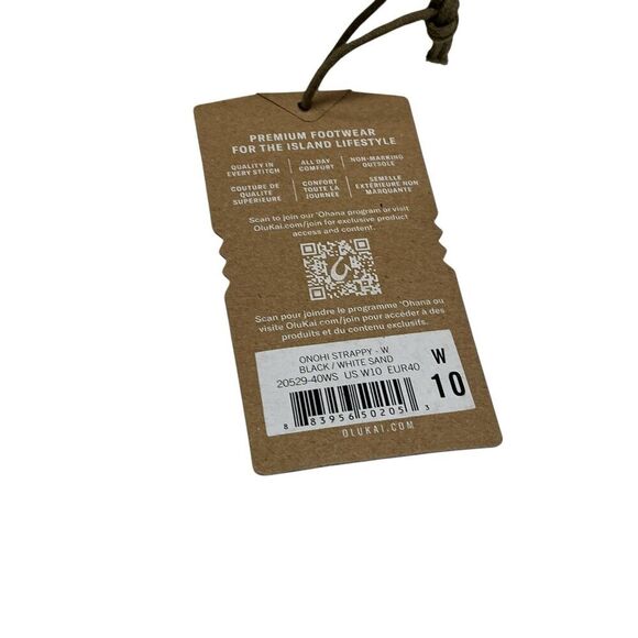 Olukai Sandals Womens 10 Black White Sand Onohi Strappy Leather Platform NEW - Picture 11 of 11